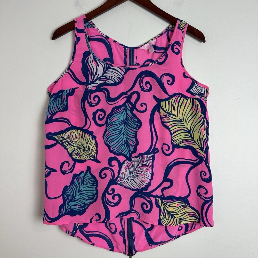 Lilly Pulitzer Pink Tropical Leaf Tank Top